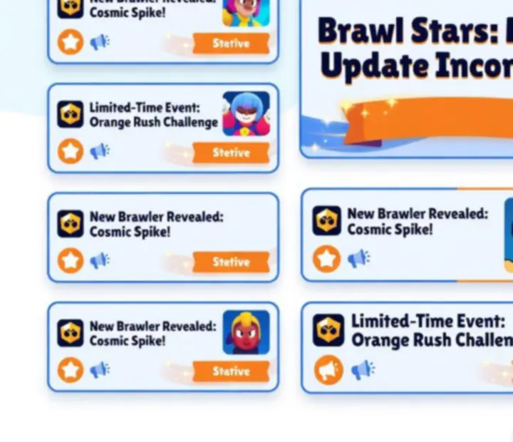 Kolorowa grafika z motywem aktualności Brawl Stars