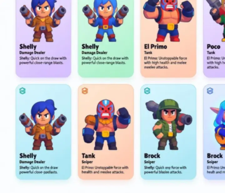 Lista postaci inspirowanych Brawl Stars w formie kolorowej galerii