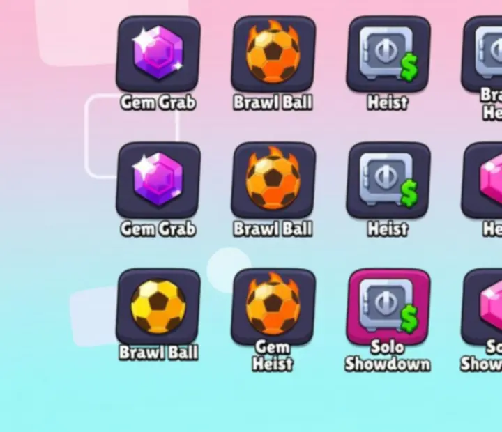 Zrzuty ekranu z różnymi trybami gry w Brawl Stars